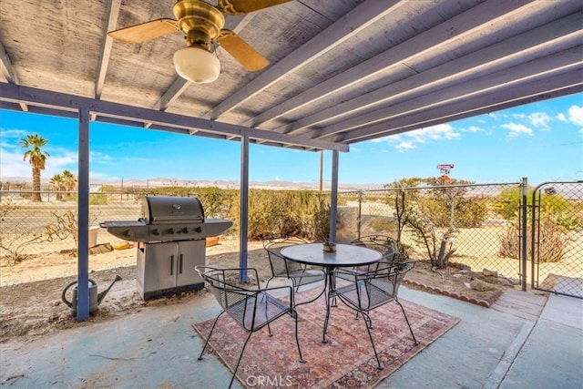 5304 Morongo Rd Unit 29, Palms, CA 92277 - view of patio / terrace featuring outdoor dining space and a ceiling fan