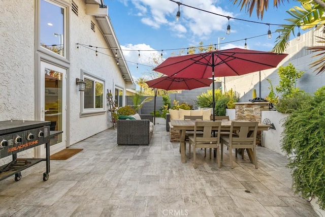 2176 N Pami Cir, Orange, CA 92867 - view of patio / terrace with fence, outdoor dining space, and an outdoor living space