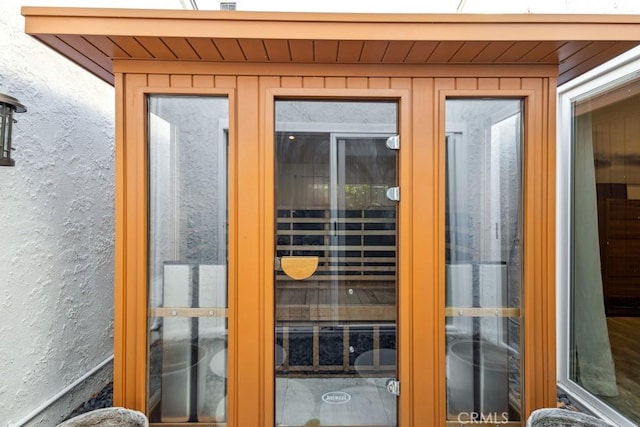 2176 N Pami Cir, Orange, CA 92867 - doorway with a textured wall and a sauna