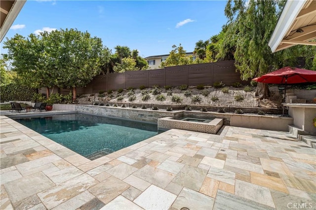28852 Crestridge Rd, Rancho Palos Verdes, CA 90275 - view of swimming pool with a patio, a fenced backyard, and an in-ground hot tub