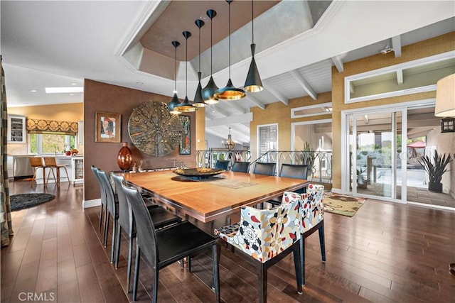 28852 Crestridge Rd, Rancho Palos Verdes, CA 90275 - dining space featuring a chandelier, dark wood-style flooring, and baseboards