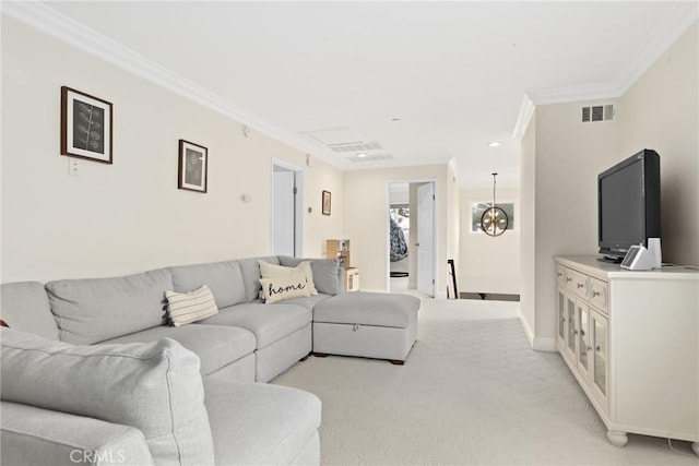 65 W Lemon Ave, Arcadia, CA 91007 - living room with crown molding, light colored carpet, baseboards, and recessed lighting