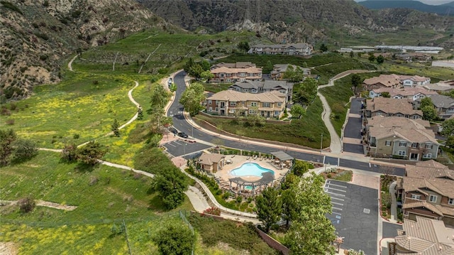 bird's eye view with a mountain view