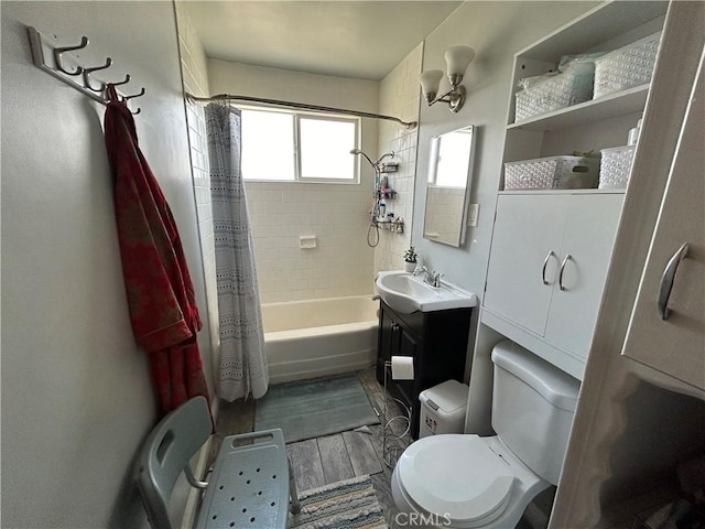 325 E 59th, Long Beach, CA 90805 - full bathroom with toilet, shower / bath combo with shower curtain, vanity, and wood finished floors