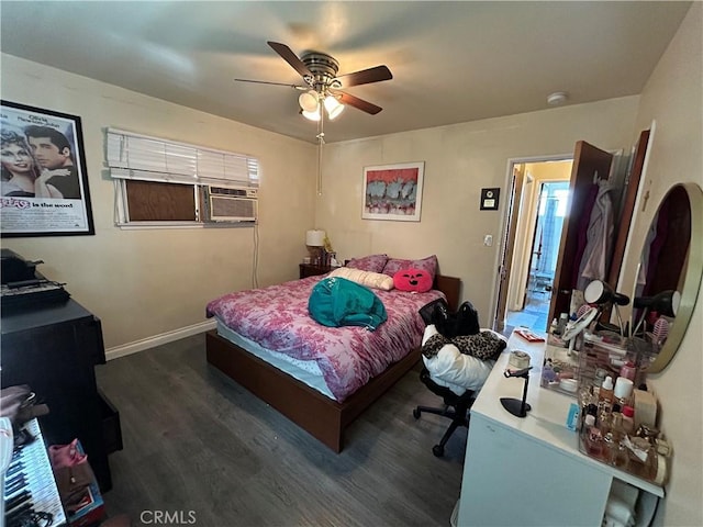 325 E 59th, Long Beach, CA 90805 - bedroom with wood finished floors, ceiling fan, cooling unit, and baseboards