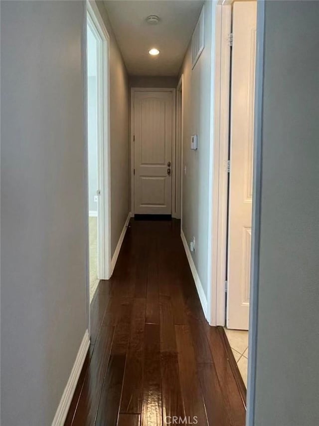 1027 Palmetto Way, Costa Mesa, CA 92626 - hallway featuring baseboards, recessed lighting, hardwood / wood-style floors, and visible vents