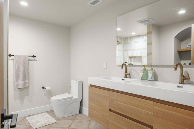 1820 Ramona Dr, Camarillo, CA 93010 - bathroom featuring a sink, tile patterned flooring, toilet, baseboards, and visible vents