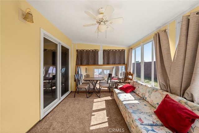 sunroom with carpet floors