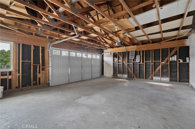 garage with a garage door opener