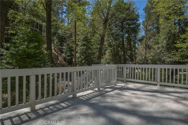 230 Fremont Rd, Lake Arrowhead, CA 92352 - deck featuring a forest view