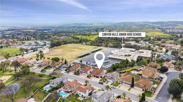 drone / aerial view with a residential view