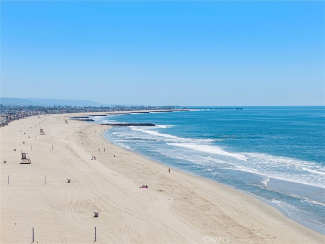 view of water feature featuring a beach view