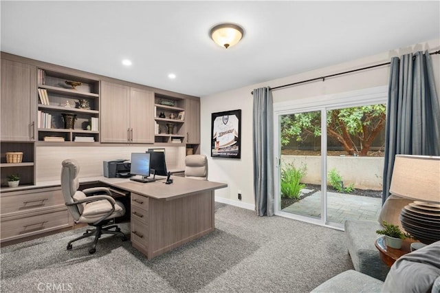2291 Pavillion Dr, North Tustin, CA 92705 - carpeted home office featuring baseboards and recessed lighting