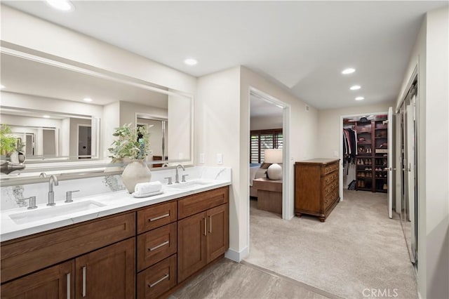 2291 Pavillion Dr, North Tustin, CA 92705 - ensuite bathroom featuring recessed lighting, double vanity, and a sink