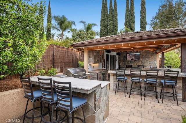 2291 Pavillion Dr, North Tustin, CA 92705 - view of patio with area for grilling, fence private yard, outdoor wet bar, and grilling area