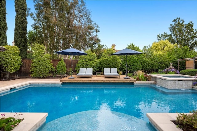 2291 Pavillion Dr, North Tustin, CA 92705 - view of pool with an in ground hot tub, fence, and a fenced in pool
