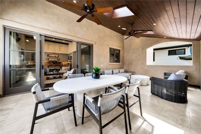4301/2 Heliotrope Ave, Corona Del Mar, CA 92625 - view of patio / terrace with ceiling fan and outdoor dining space