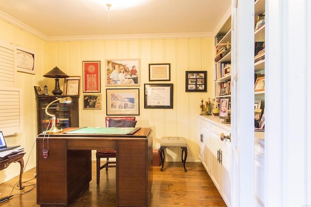 28831 Spruce Rd, Pine Valley, CA 91962 - home office featuring crown molding and dark wood-style flooring