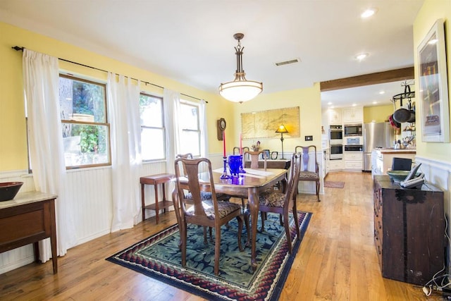 28831 Spruce Rd, Pine Valley, CA 91962 - dining room featuring light wood-style flooring, wainscoting, and recessed lighting