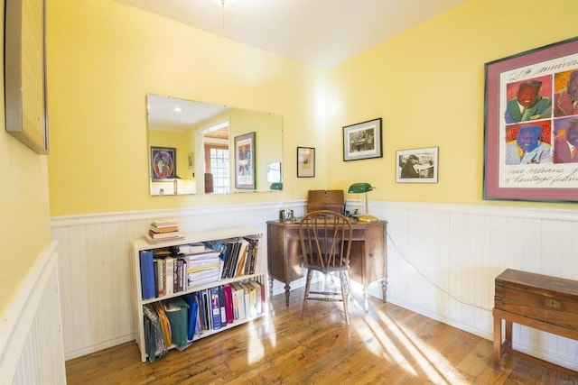 28831 Spruce Rd, Pine Valley, CA 91962 - living area featuring wainscoting, wood finished floors, and a desk
