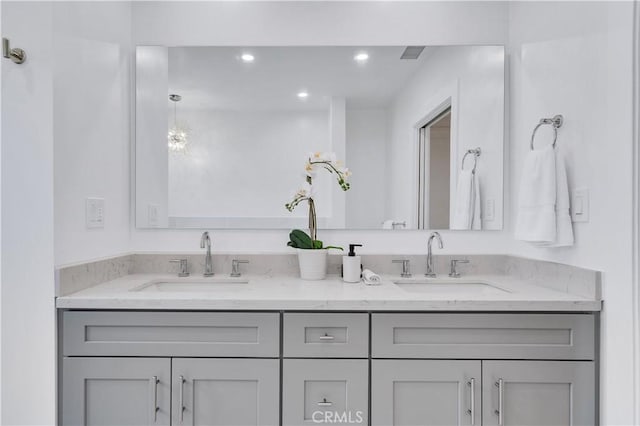 8 Clipper Rd, Rancho Palos Verdes, CA 90275 - bathroom featuring recessed lighting, double vanity, a sink, and visible vents
