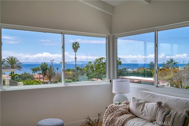 8 Clipper Rd, Rancho Palos Verdes, CA 90275 - sunroom featuring a water view and lofted ceiling