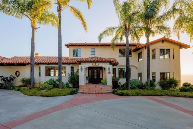 3351 Red Mountain Heights Dr, Fallbrook, CA 92028 - mediterranean / spanish-style home featuring french doors, stucco siding, and a tiled roof