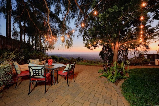 3351 Red Mountain Heights Dr, Fallbrook, CA 92028 - patio terrace at dusk with outdoor dining space