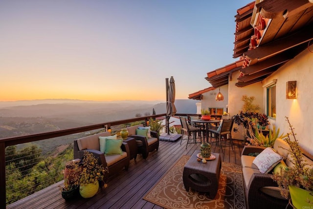 3351 Red Mountain Heights Dr, Fallbrook, CA 92028 - wooden terrace with outdoor lounge area and outdoor dining space