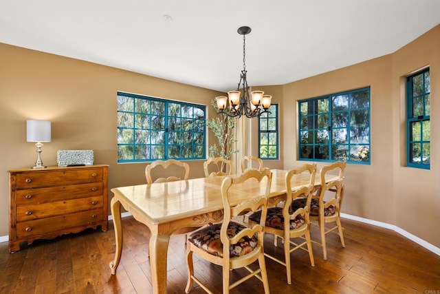3351 Red Mountain Heights Dr, Fallbrook, CA 92028 - dining space featuring an inviting chandelier, baseboards, and hardwood / wood-style floors