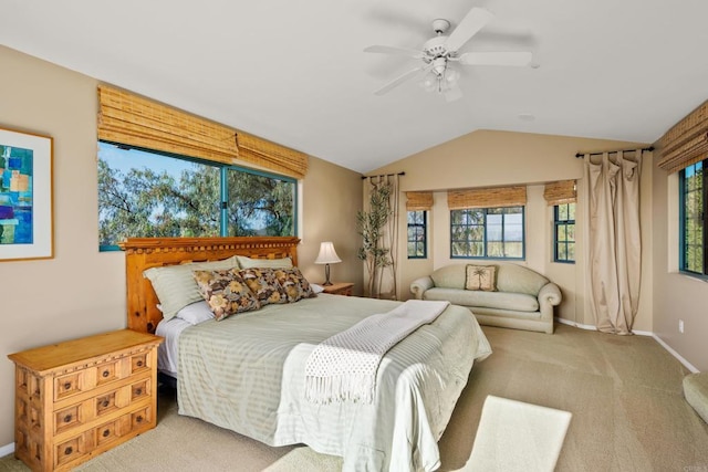 3351 Red Mountain Heights Dr, Fallbrook, CA 92028 - bedroom with vaulted ceiling, carpet, and ceiling fan