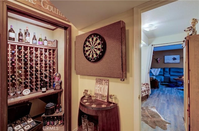 wine room featuring wood finished floors
