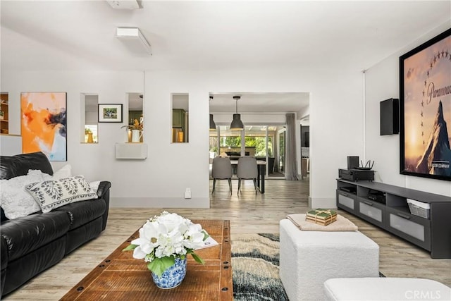 living area with wood finished floors
