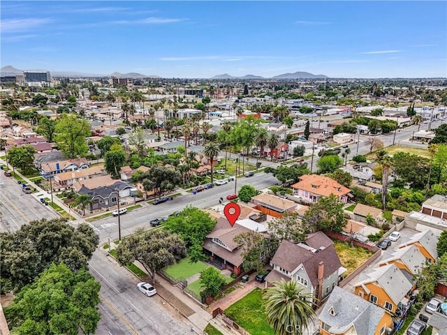 drone / aerial view with a mountain view and a residential view