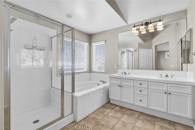 11 Santa Cruz Aisle, Irvine, CA 92606 - bathroom featuring double vanity, a shower stall, a bath, and a sink