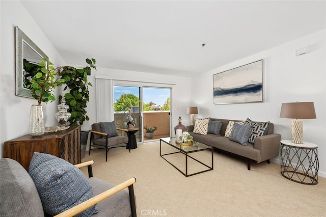 view of carpeted living area