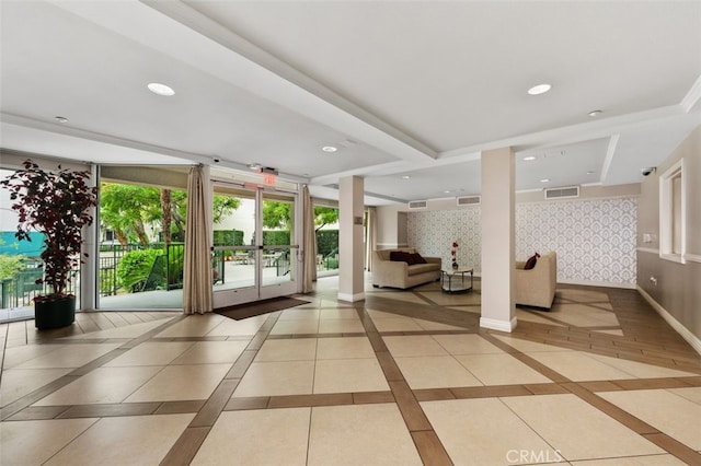 lobby with recessed lighting
