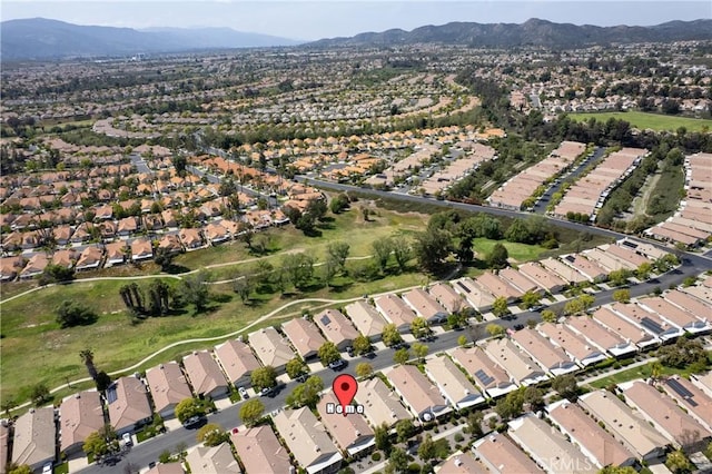 aerial view featuring a residential view and a mountain view