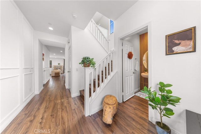 16005 Blueberry Ave, Chino, CA 91708 - stairway with wood finished floors, recessed lighting, and baseboards