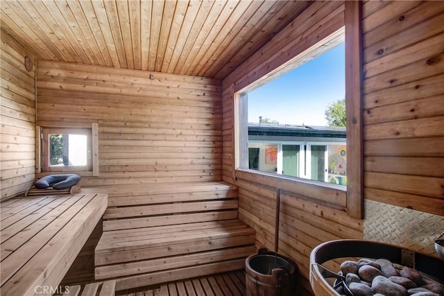view of sauna
