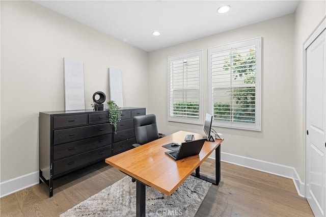 129 Pathway, Irvine, CA 92618 - office space featuring baseboards, wood finished floors, and recessed lighting