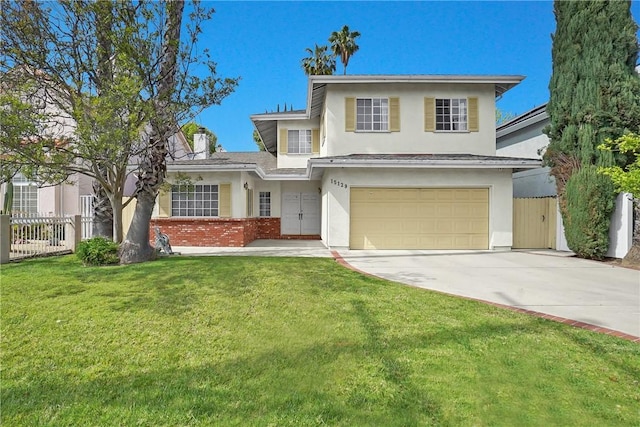 view of front of property featuring an attached garage, fence, driveway, and stucco siding