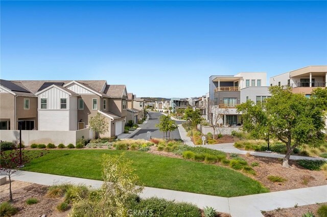 view of property's community featuring a residential view and a lawn