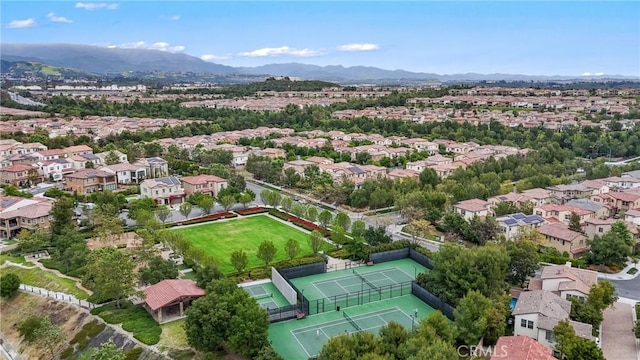aerial view with a residential view and a mountain view