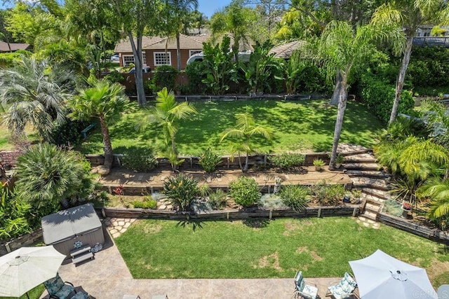 view of yard with a fenced backyard