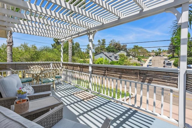 view of patio featuring a pergola