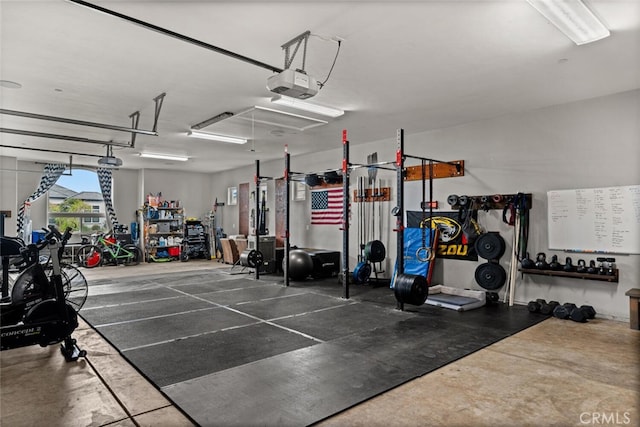 garage with a garage door opener