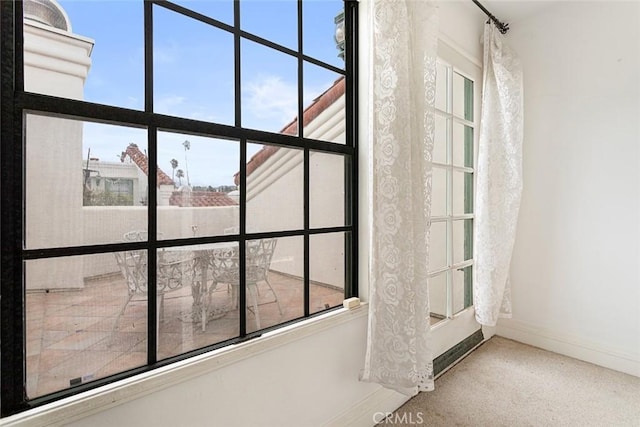 interior details featuring baseboards and carpet
