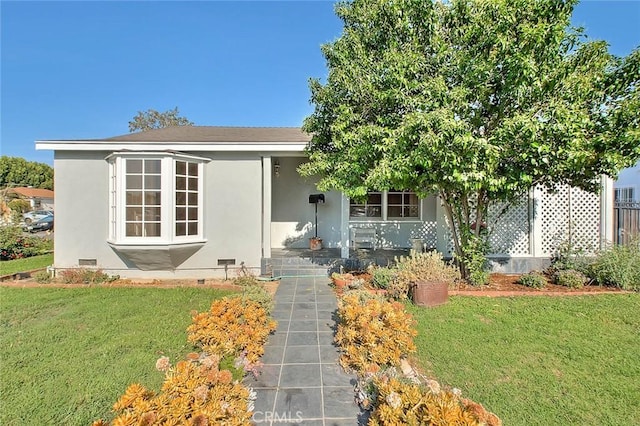 3442 Delta Ave, Rosemead, CA 91770 - view of front of home featuring a front lawn, stucco siding, and crawl space