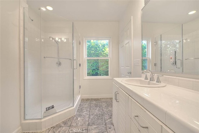 3442 Delta Ave, Rosemead, CA 91770 - full bathroom with vanity, a stall shower, and recessed lighting